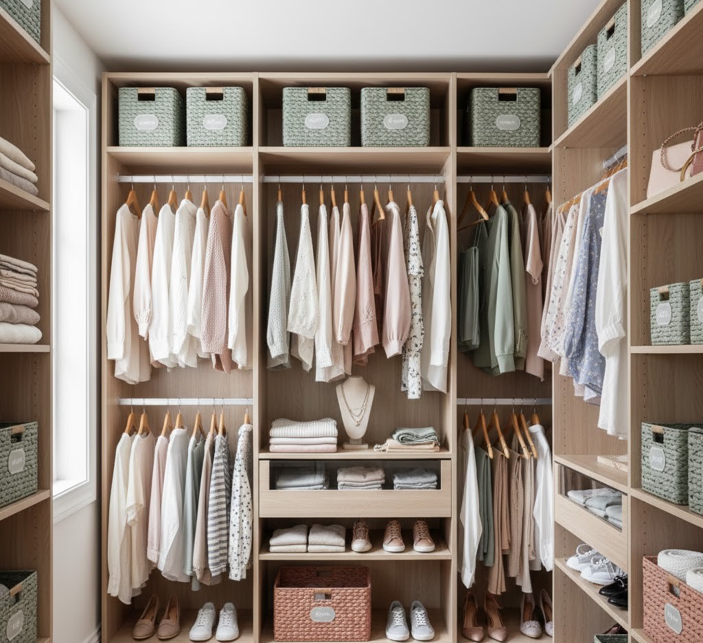 Organized wardrobe showcase
